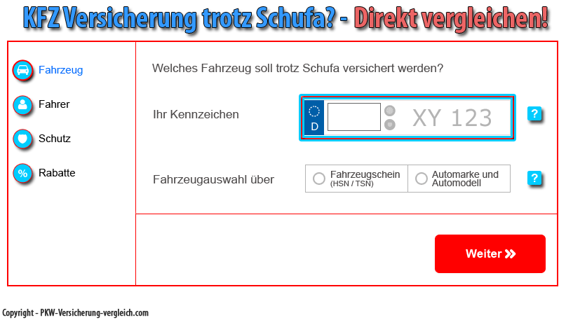 KFZ Versicherung ohne Schufa - Jetzt vergleichen! KFZ Versicherung trotz Schufa Auskunft